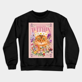 Boho Floral Bohemian Cute Orange Tabby Cat Mom Crewneck Sweatshirt